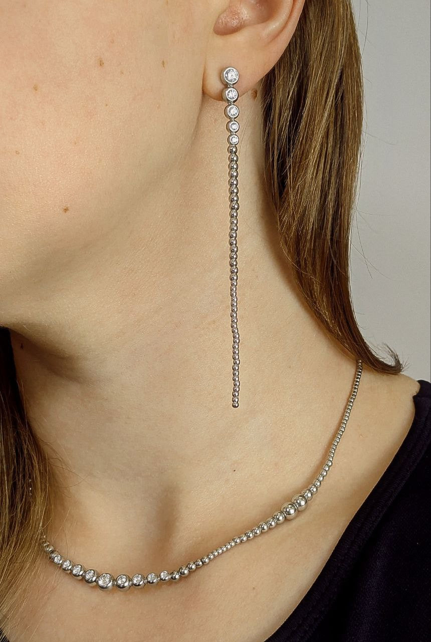 Gradient Long Earrings Stud Stainless Steel