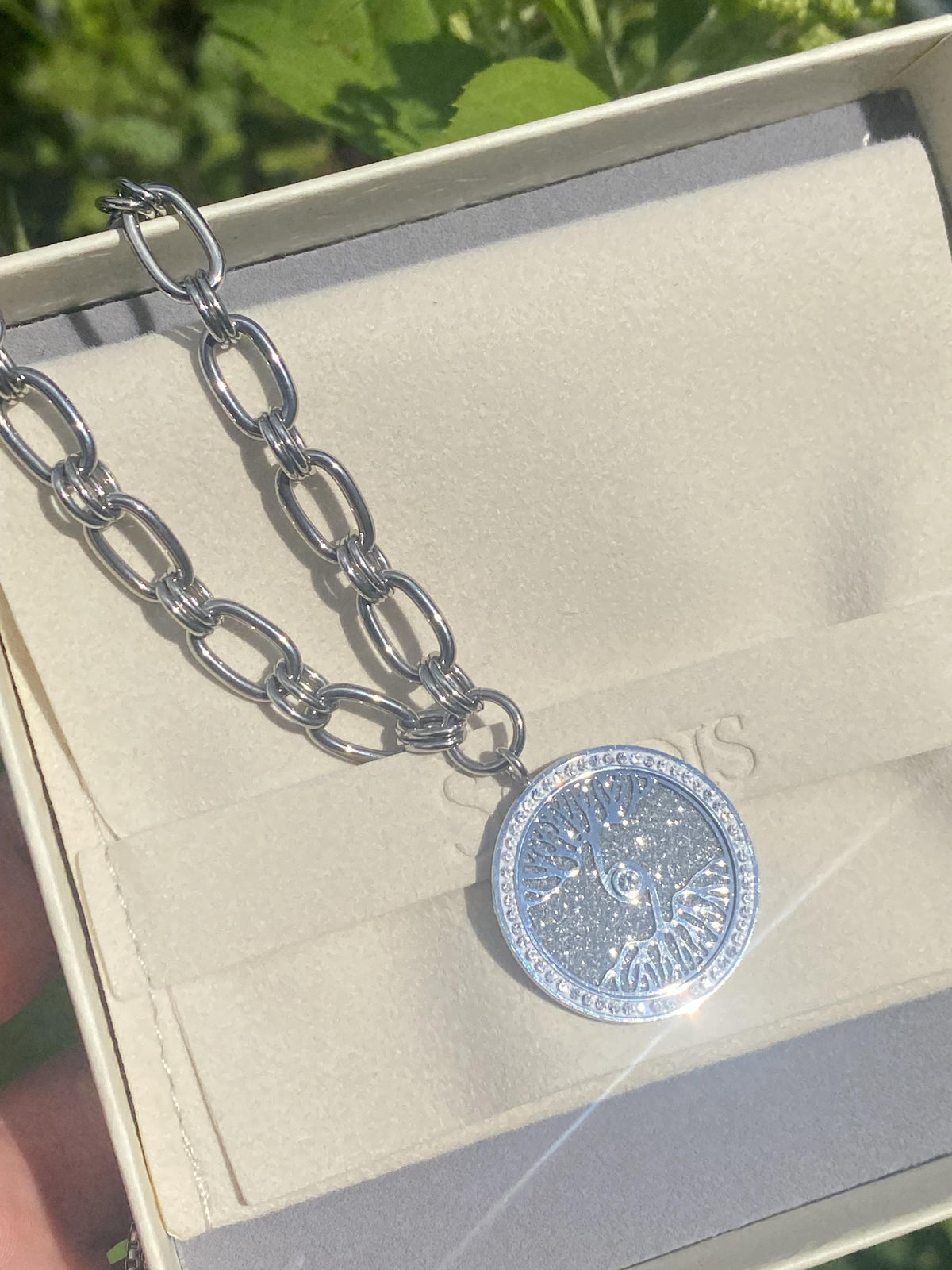 Tree of Life Necklace - Stainless Steel with Cubic Zirconia