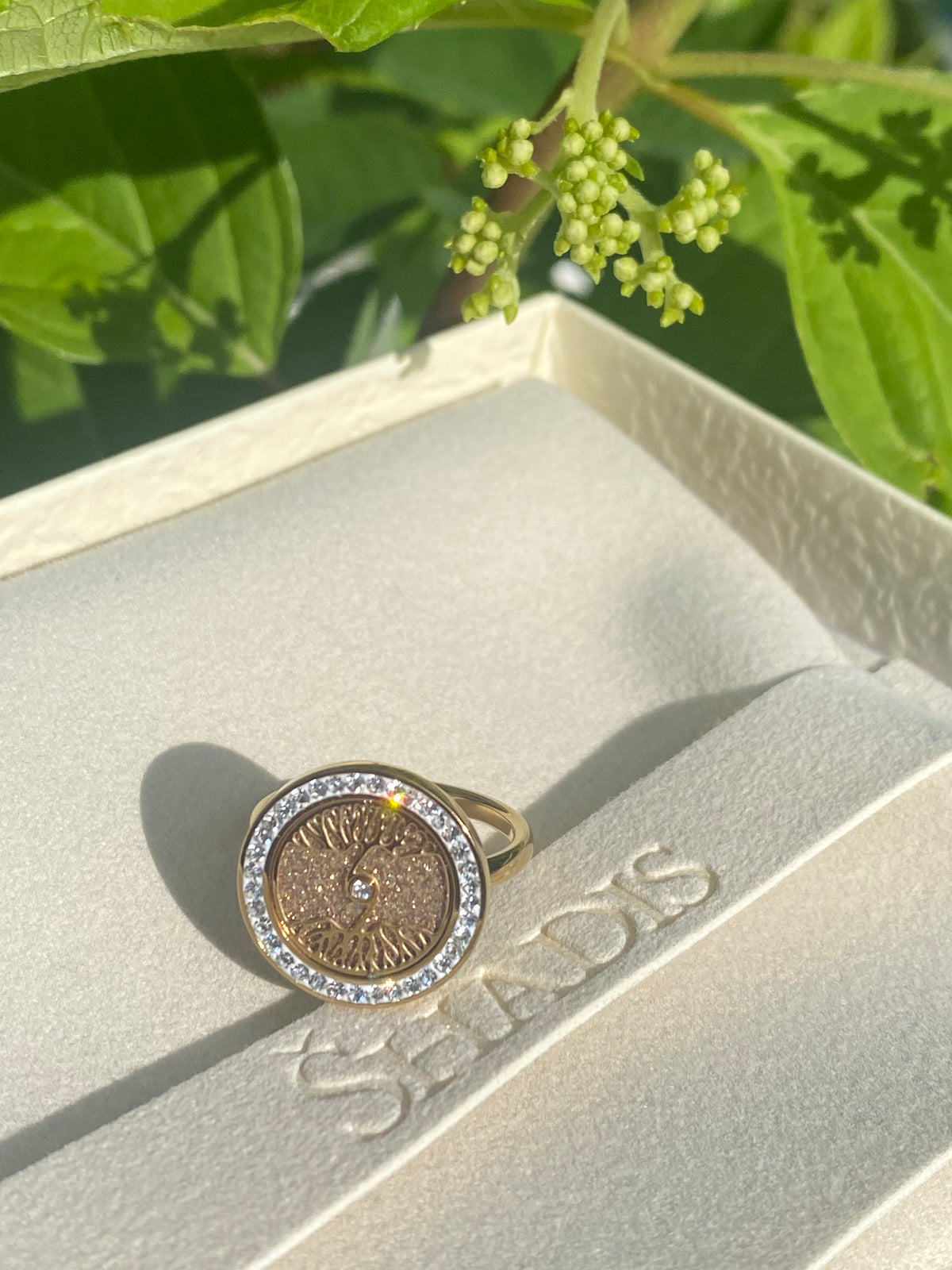 Tree of Life Ring with Cubic Zirconia - Stainless Steel