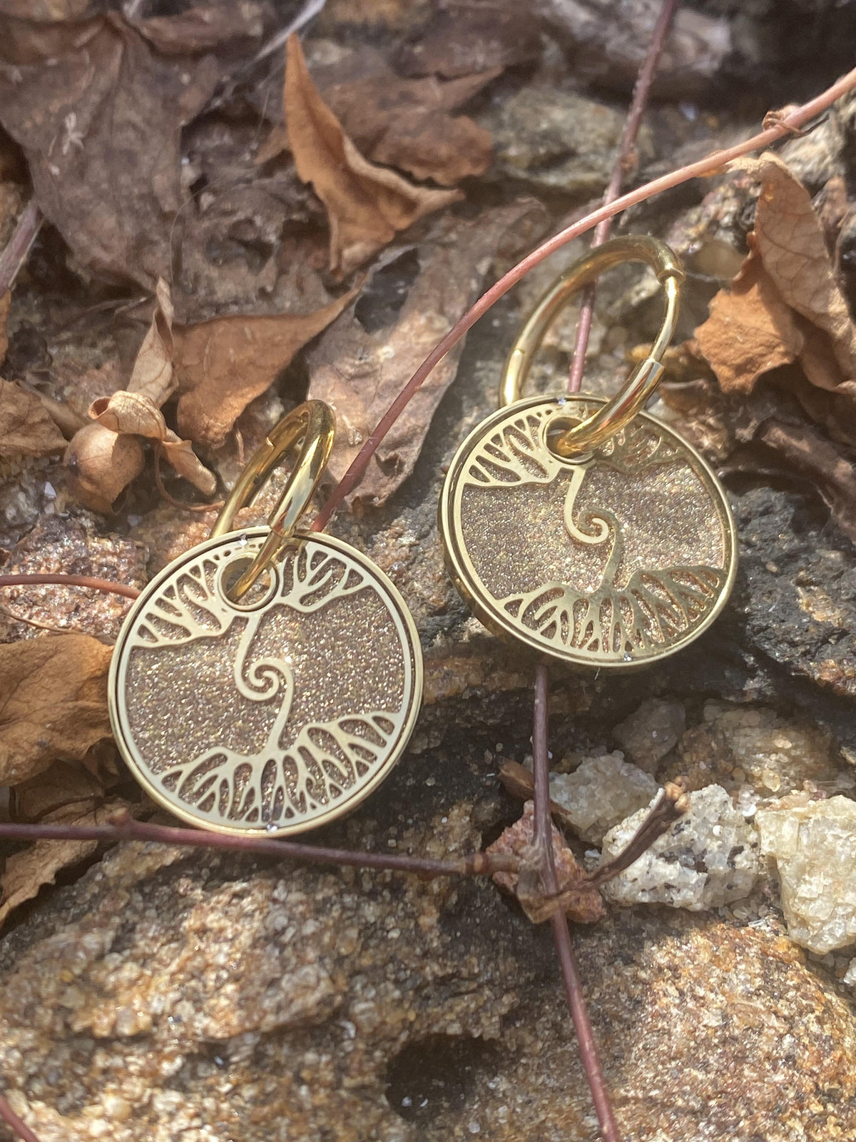 Tree of Life Gold Plating Stainless Steel Earrings