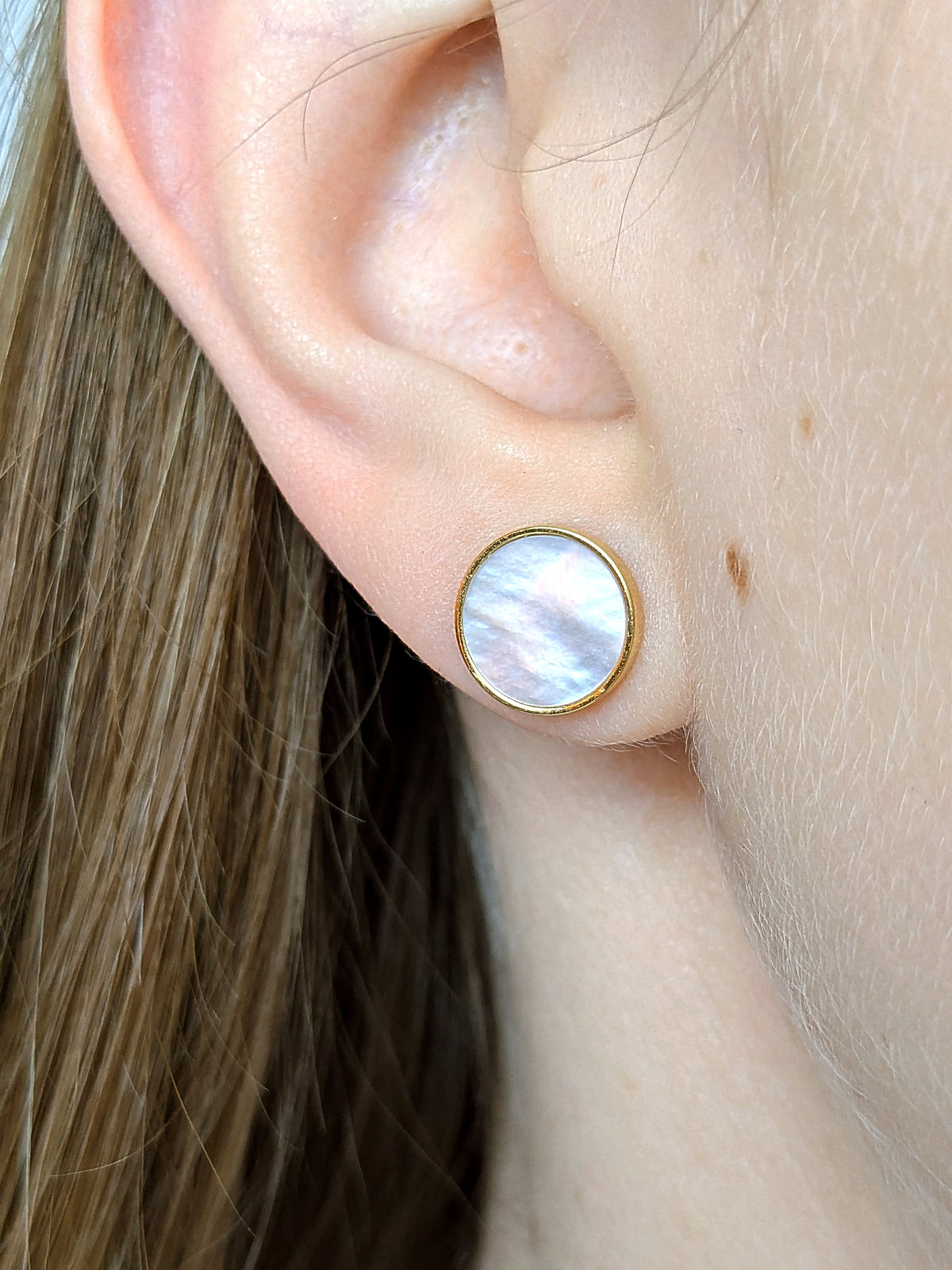 MOP Earrings 14K Gold Plated Stainless Steel