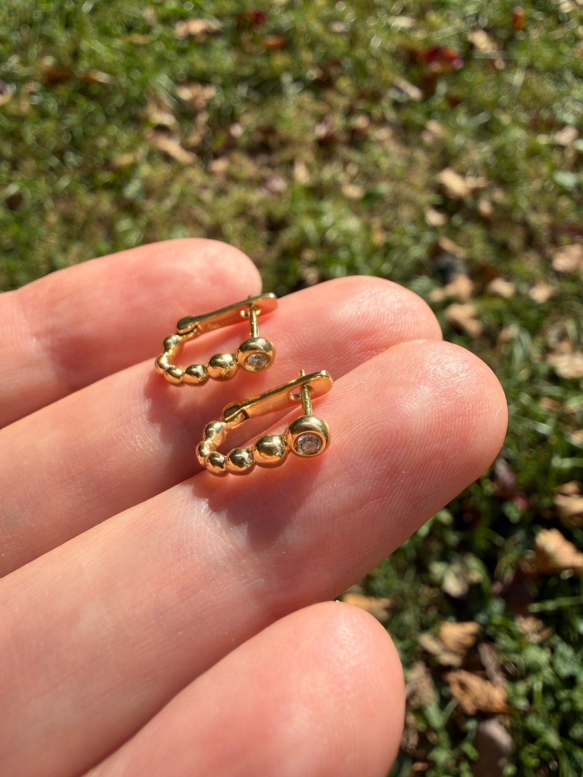 Stainless Steel Gold plating Earrings with Cubic Zirconia
