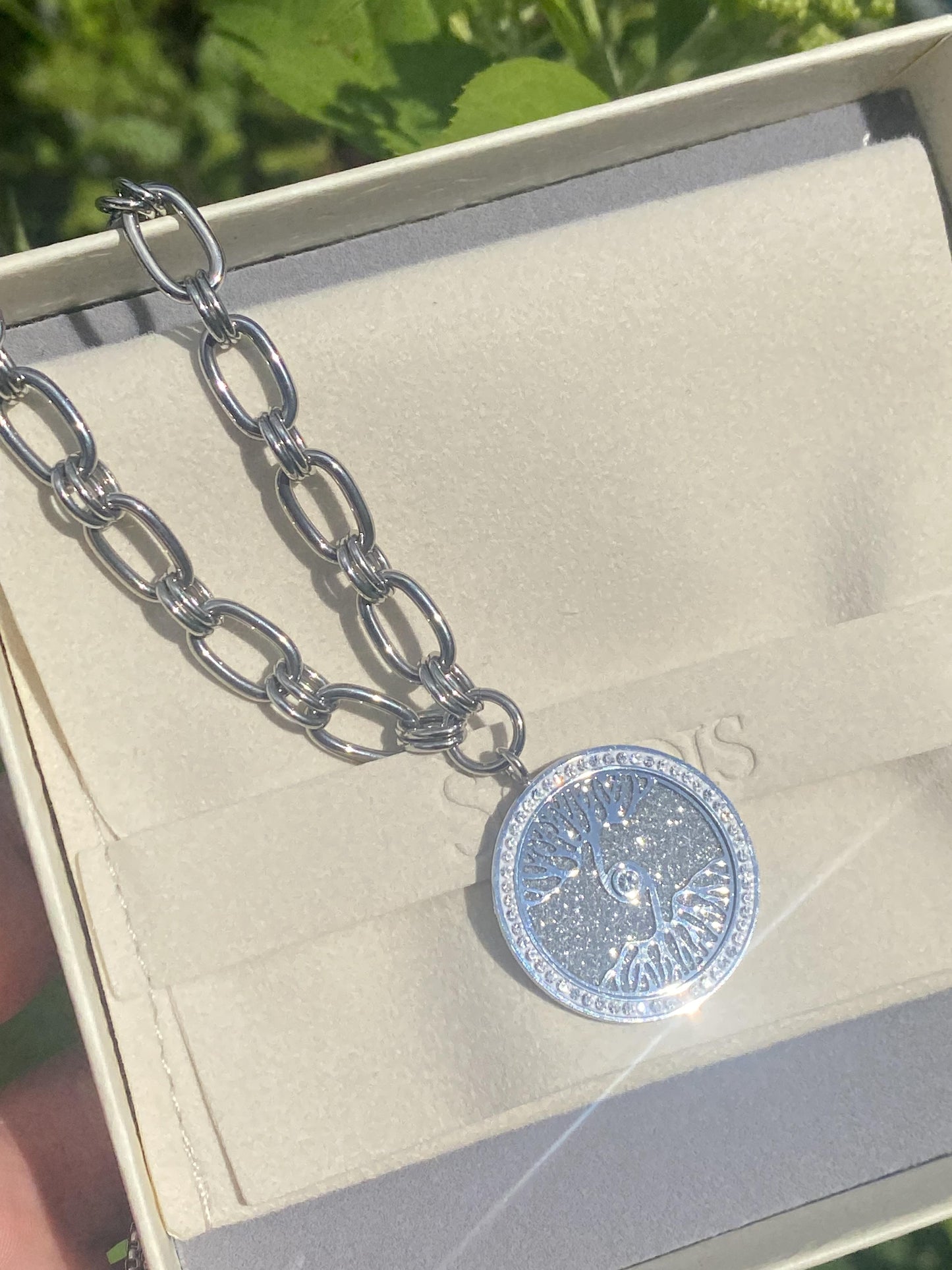 Tree of Life Necklace - Stainless Steel with Cubic Zirconia