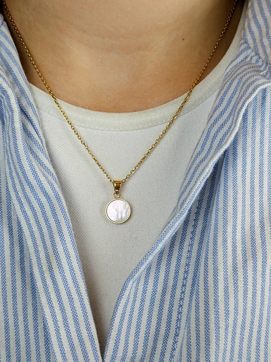 MOP Necklace 14K Gold Plated Stainless Steel