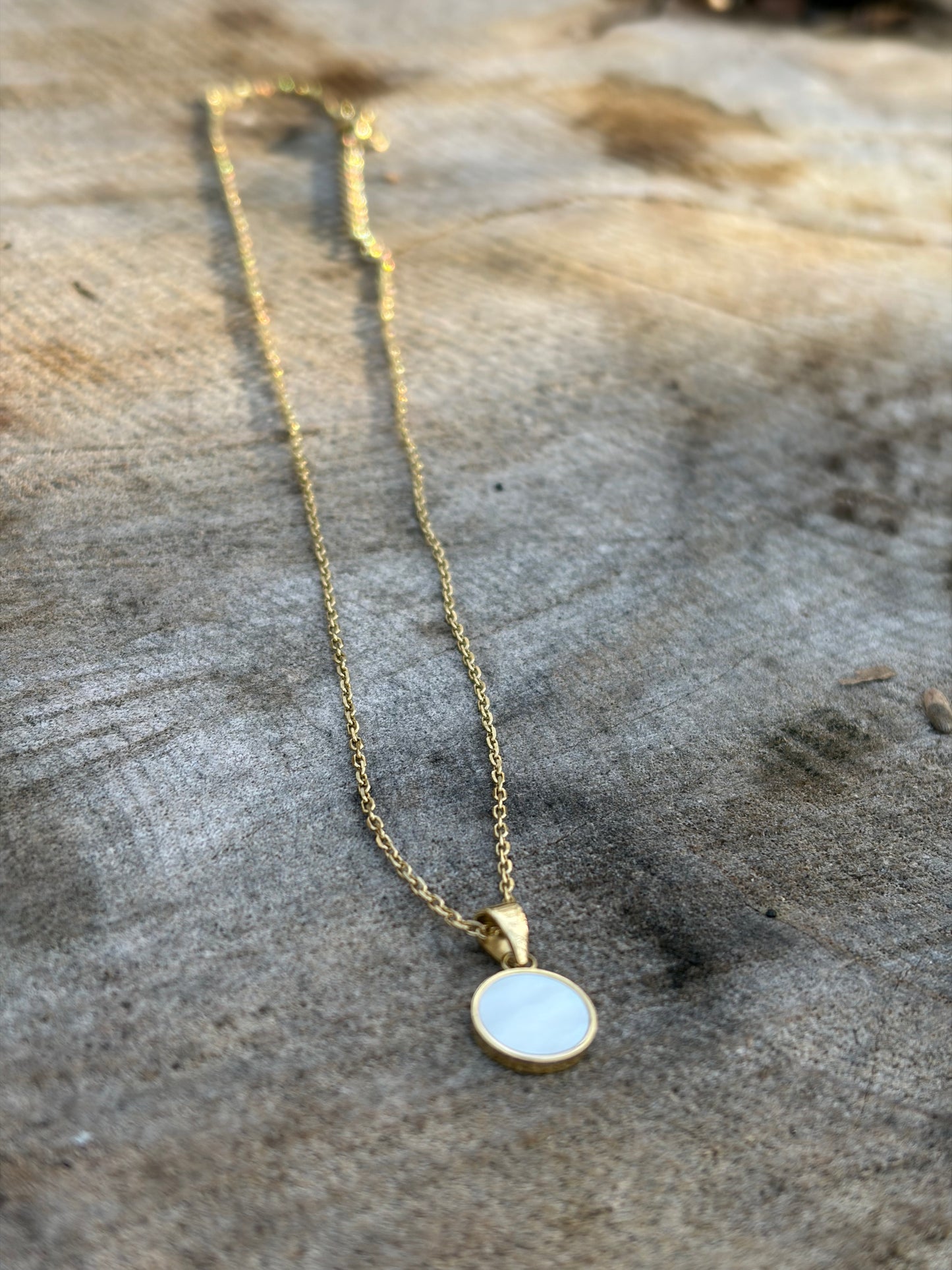 MOP Necklace 14K Gold Plated Stainless Steel