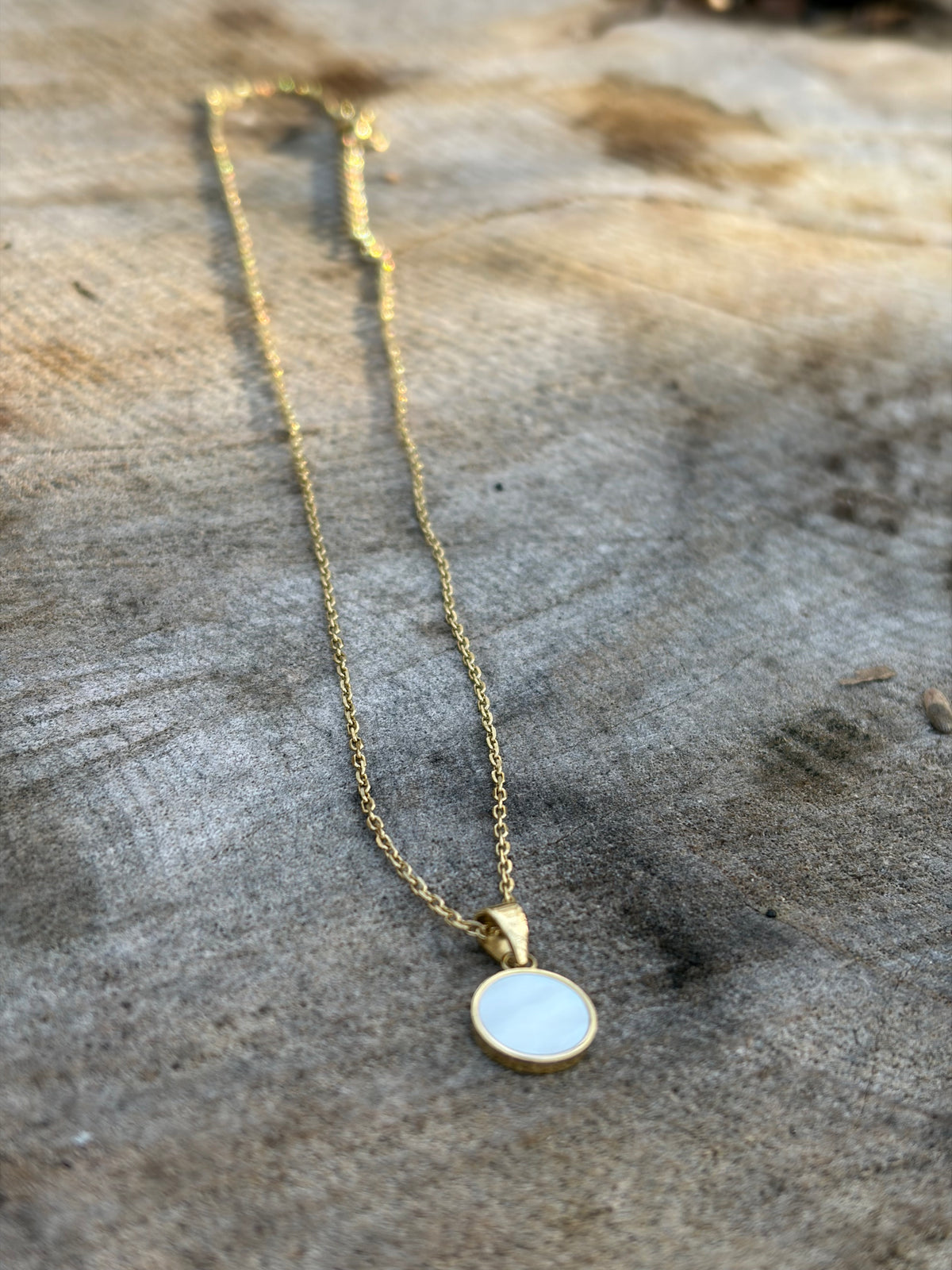 MOP Necklace 14K Gold Plated Stainless Steel