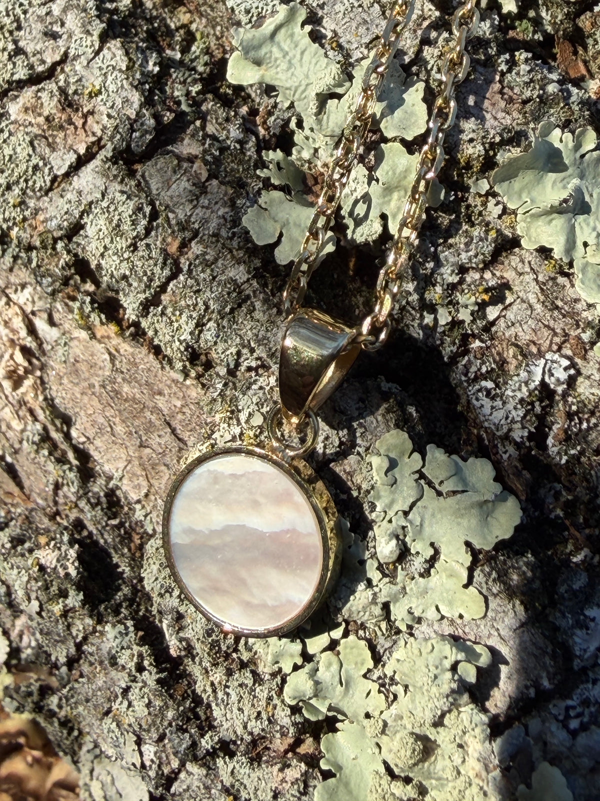 MOP Necklace 14K Gold Plated Stainless Steel