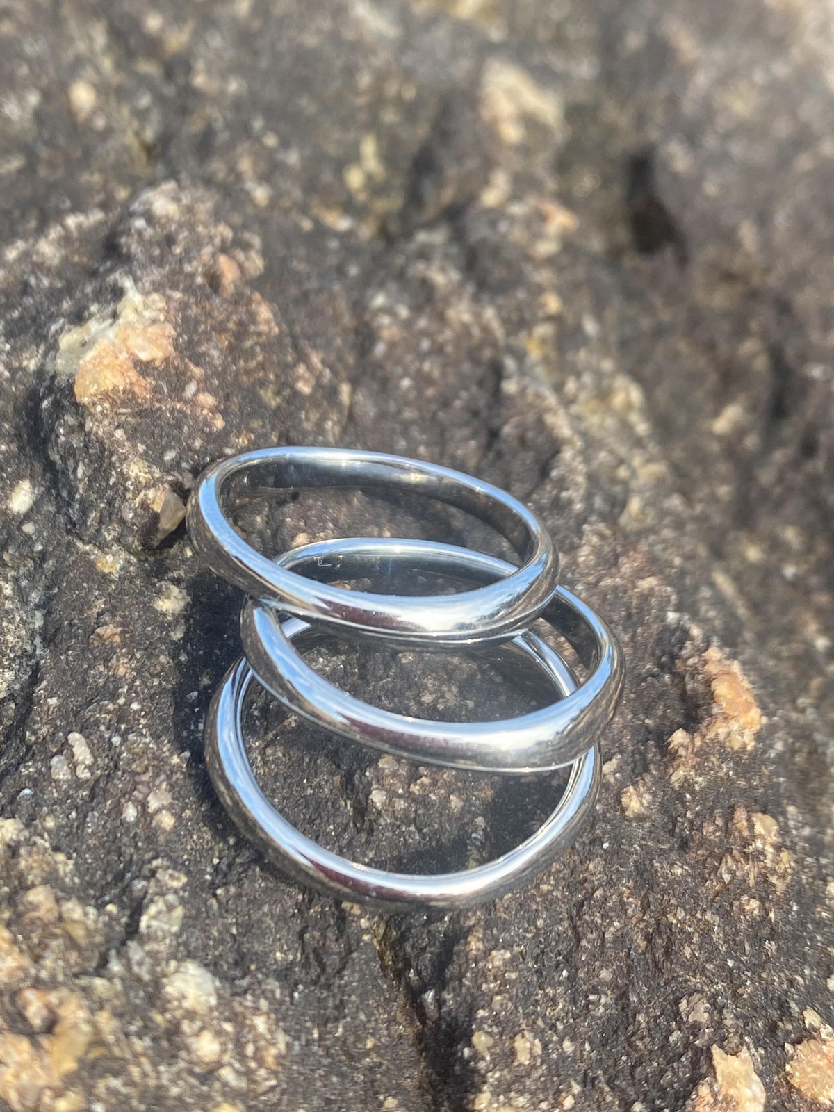 Stainless Steel Organic Chains Triple Stacking Ring Set