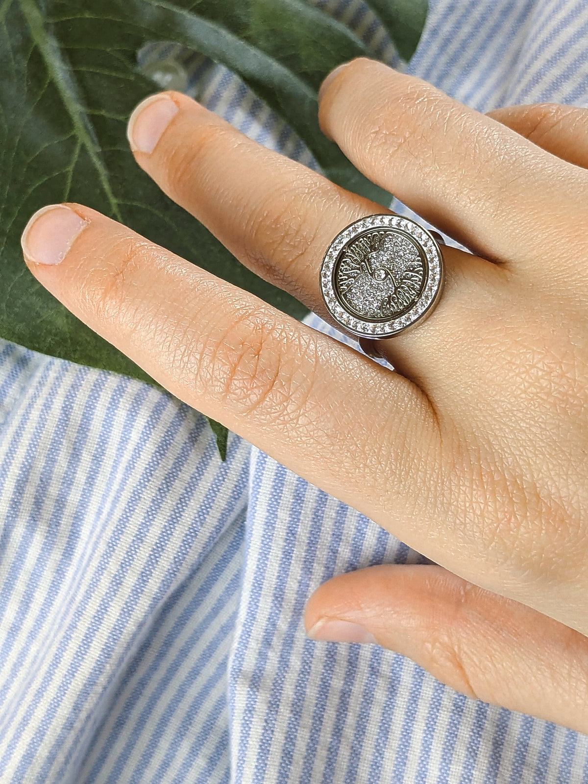 Tree of Life Ring with Cubic Zirconia - Stainless Steel