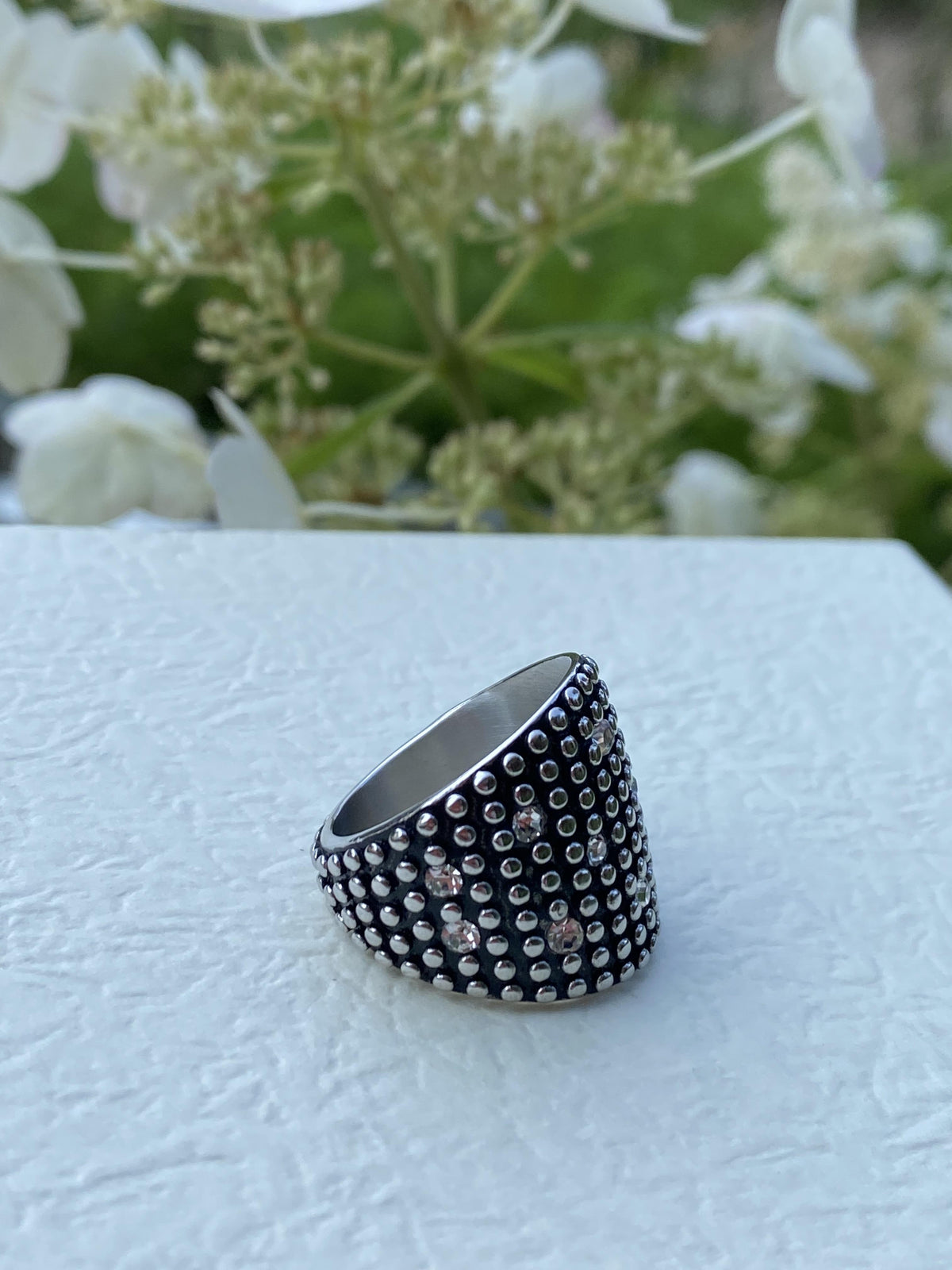 Honeycomb Statement Ring  Stainless Steel