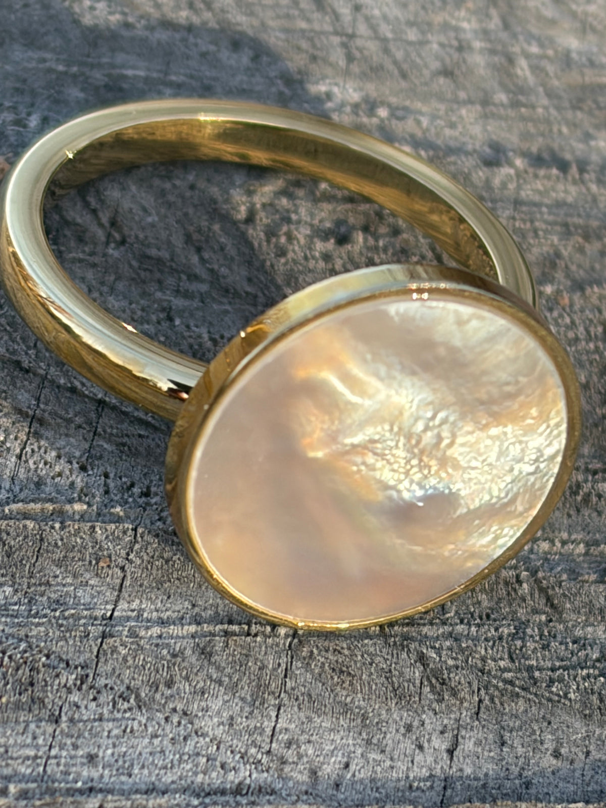 MOP Ring 14K Gold Plated Stainless Steel