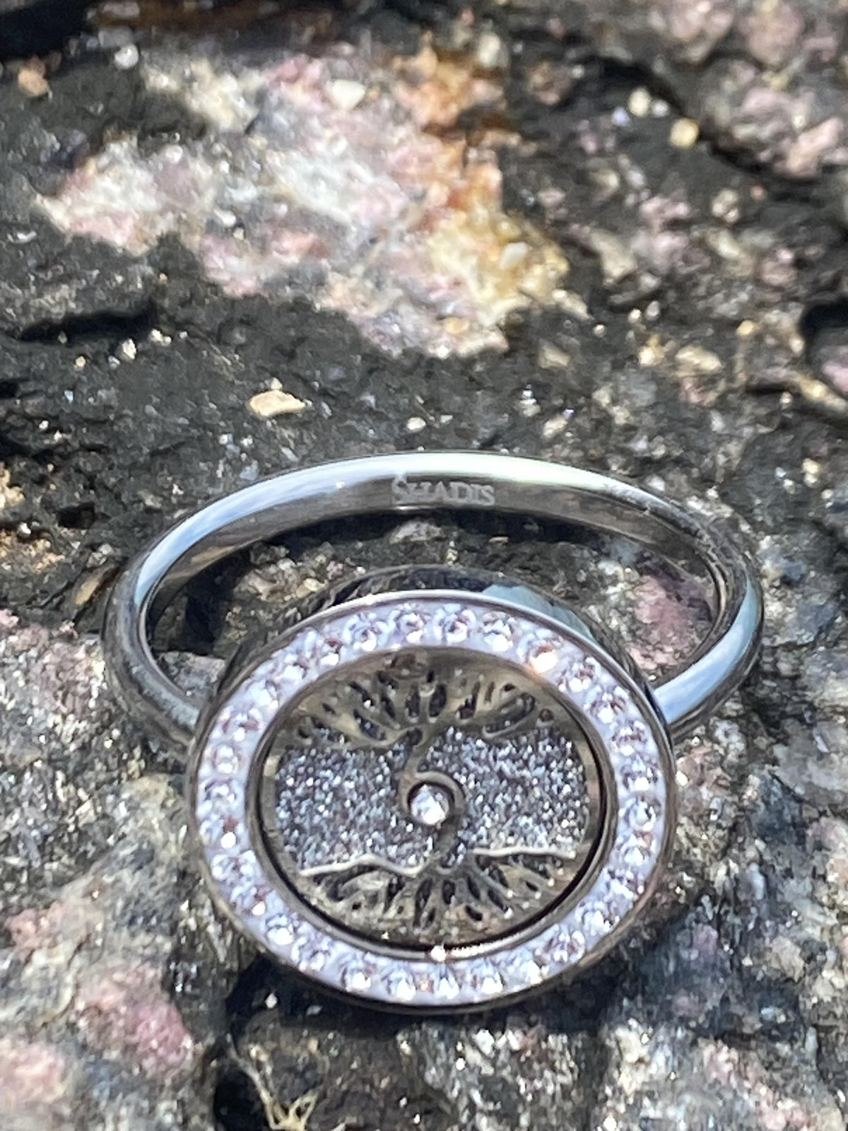 Tree of Life Ring with Cubic Zirconia - Stainless Steel